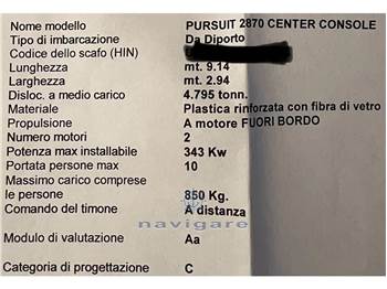 Pursuit 2870 Center Console